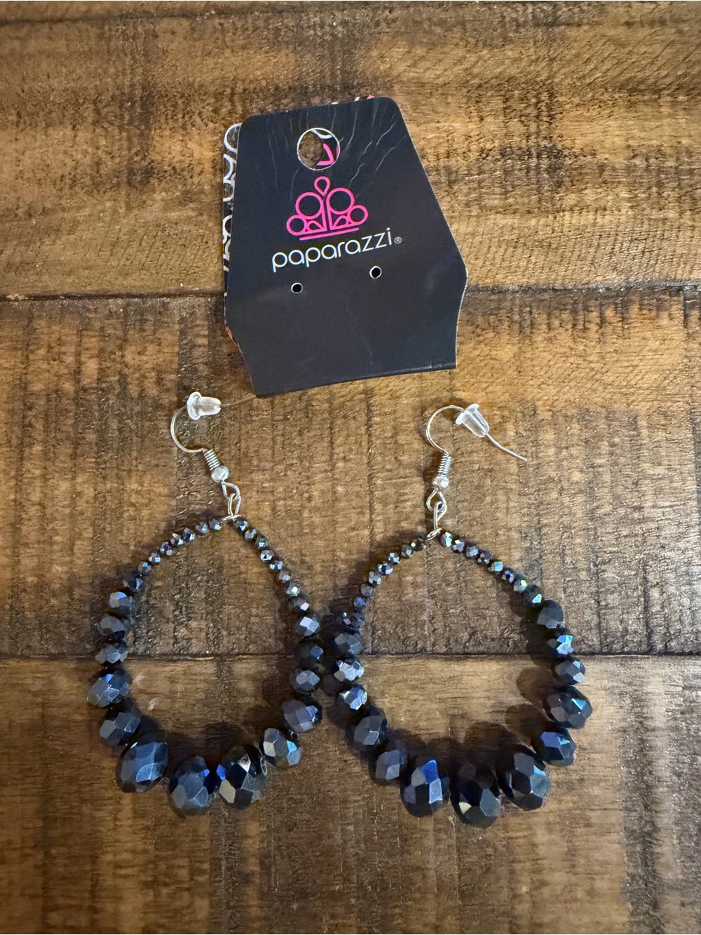 Paparazzi Iridescent Black Faceted Teardrop Earrings